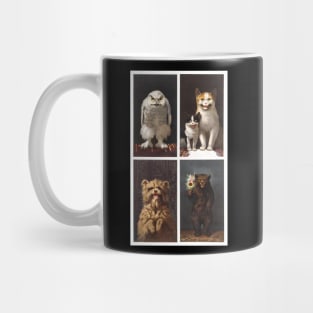 Creepy Vintage Christmas Card Animals Mug